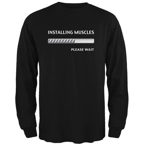 Installing Muscles Black Adult Long Sleeve T-Shirt - Small