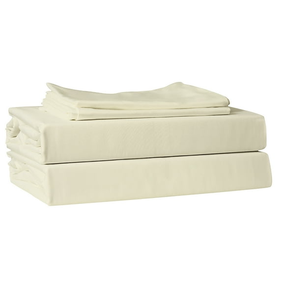 Just Linen Premium Ecotone , 100% Organic Cotton, Solid White Swan Color, European King 4 Piece Sheet Set with Deep Pocketed Fitted Sheet