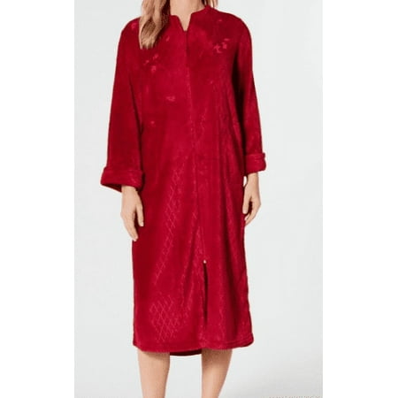 Miss Elaine Fleece Long Zip Robe: PM/Red
