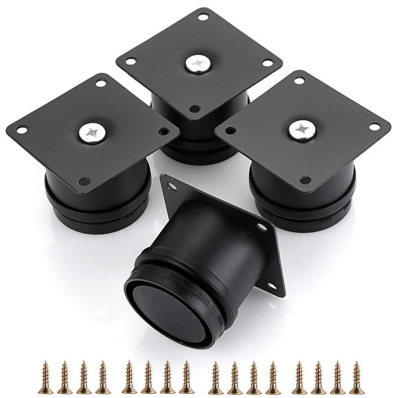 Ownmy 4 patas de muebles de acero inoxidable de 2 pulgadas, patas de metal para gabinete, patas de escritorio, elevadores redondos ajustables de metal para muebles, patas de repuesto, patas de esquina