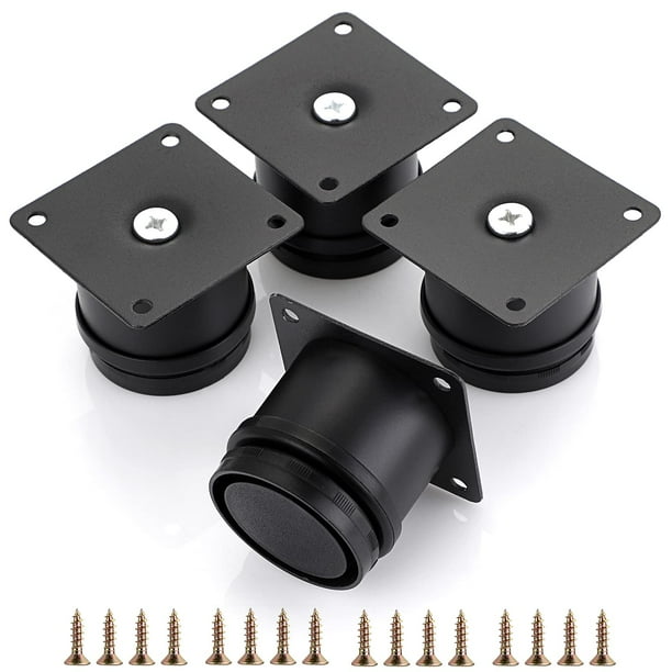 Ownmy 4 patas de muebles de acero inoxidable de 2 pulgadas, patas de metal para gabinete, patas de escritorio, elevadores redondos ajustables de metal para muebles, patas de repuesto, patas de esquina