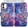 thumbnail image 3 of for iPhone 11 Case Folio Flip Cover with Credit Card Holder 2-in-1 Wallet ID Slot Women Girl Detachable Hybrid Protective Slim Hard Shell Magnetic PU Leather for iPhone 11 Mandala Violet, 3 of 15