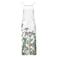 thumbnail image 3 of clear 50% off Usmixi Jumpsuits for Women Comfy Cotton Linen Ladies Casual Loose Baggy Wide Leg Pocket Strap Jumpsuits Overalls Summer Formal Leaves Print Round Neck Sleeveless Long Rompers White xxl, 3 of 4
