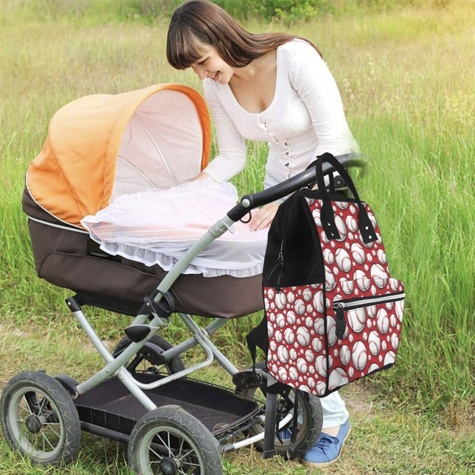 Kdxio Baby Diaper Backpack,Multi-Function Travel Backpack Nappy Bags,Nursing Bag, Fashion Mummy,Roomy Waterproof for Baby Care(Cute Baseball)