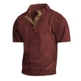 thumbnail image 1 of TSADFHJI Chemises pour Hommes Manches Longues Tenue de Fête Automne Mode Décontractée Manches Courtes Couleur Unie Col Boutonné m Rouge, 1 of 2