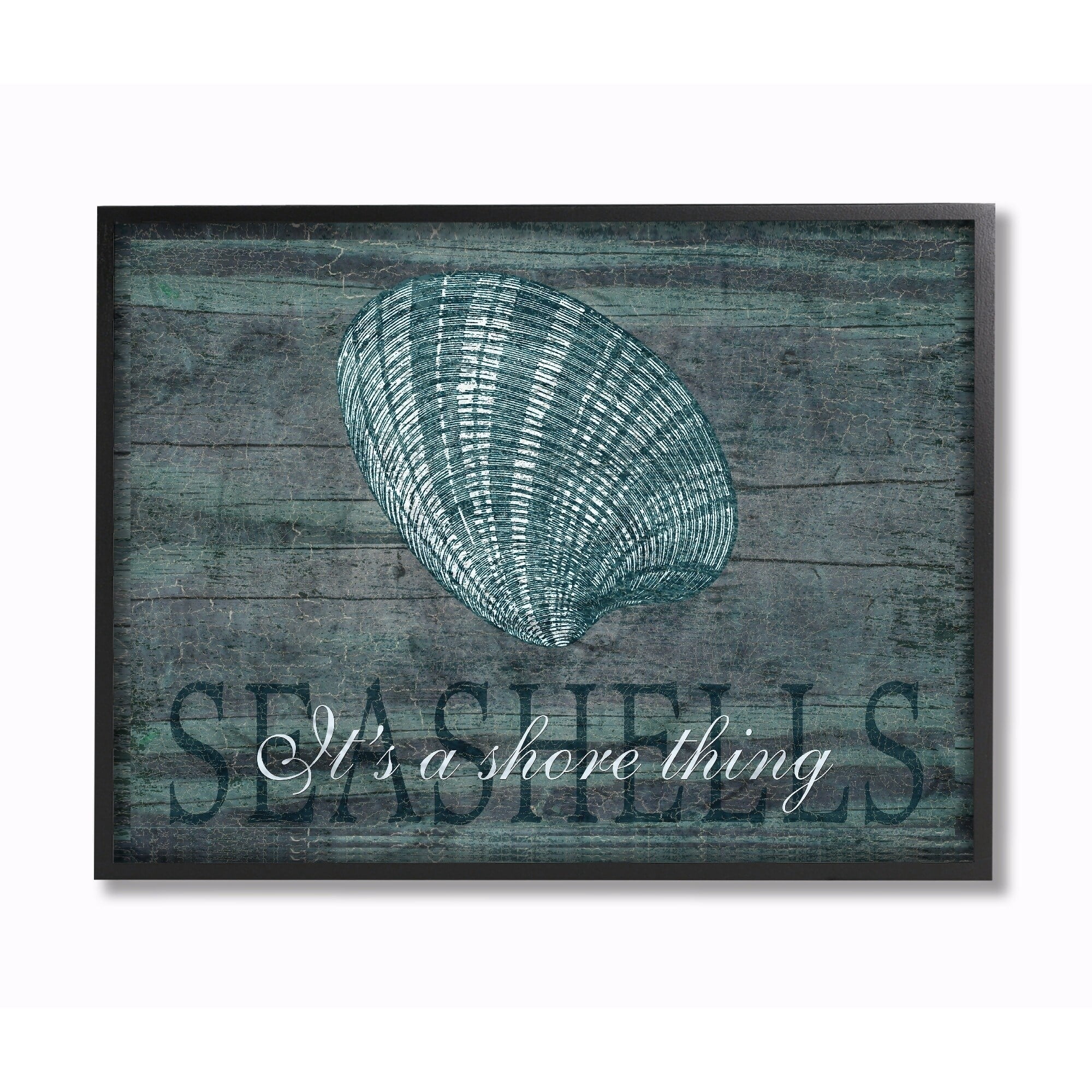 The Stupell Home Decor Collection It's A Shore Thing Seashell Framed Giclee Texturized Art, 11 x 1.5 x 14
