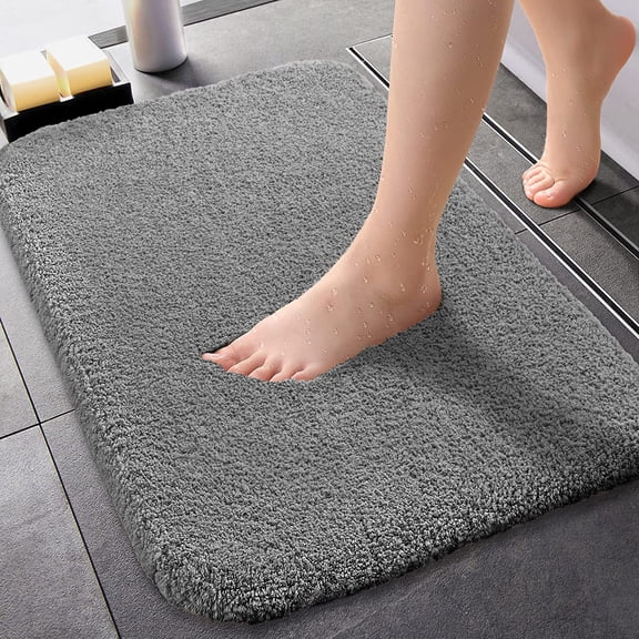 Bathroom Mat 40x60cm,1.2inch Fluffy Long Hair Non-slip Super-Absorbent Machine Microfibre Washable Bath Rugs for Bathroom Bathtub Floor