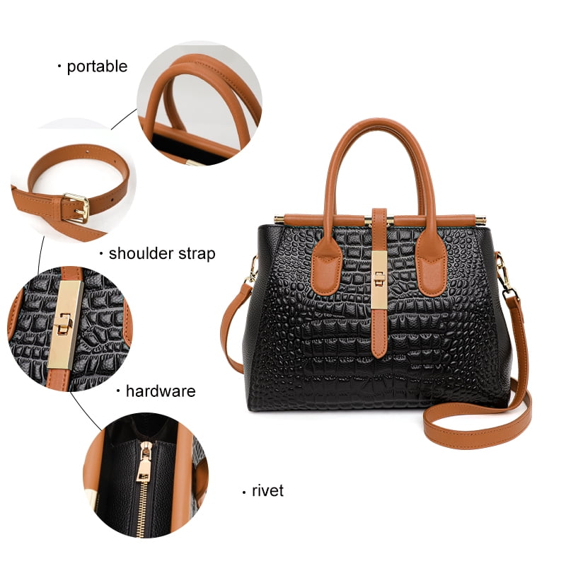 Genuine leather crocodile snake-print women's handbag 2025 detachable shoulder strap large capacity single shoulder strap