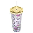 thumbnail image 4 of Best Nana Ever Purple Salem Floral 24 Ounce Straw Tumbler with Goldtone Lid, 4 of 6