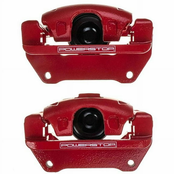 Power Stop Front Pair of Red Powder Coated Calipers S5044EB