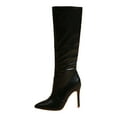 thumbnail image 5 of Women's Stiletto High Heels Knee High Boots for Ladies Sexy Leather Pointed Toe Dress Pumps Long Tall Boots, 5 of 6
