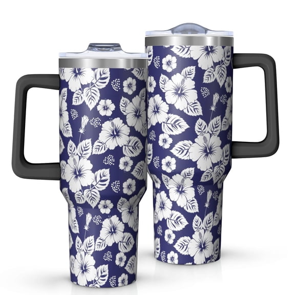40oz Pioneer Flower Floral Print Pattern Insulated Tumbler with Handle, BPA-Free Leak Proof Lid and Straws, Double Wall Vacuum, Hot 12h/Cold 34h