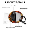 thumbnail image 4 of Thanksgiving Turkey Leaves Set of 2pcs PU Leather Round Suitcase Tags with Privacy Cover and Name ID Tag - Ideal for Travel Luggage, Handbags, Backpacks, School Bags, 4 of 6