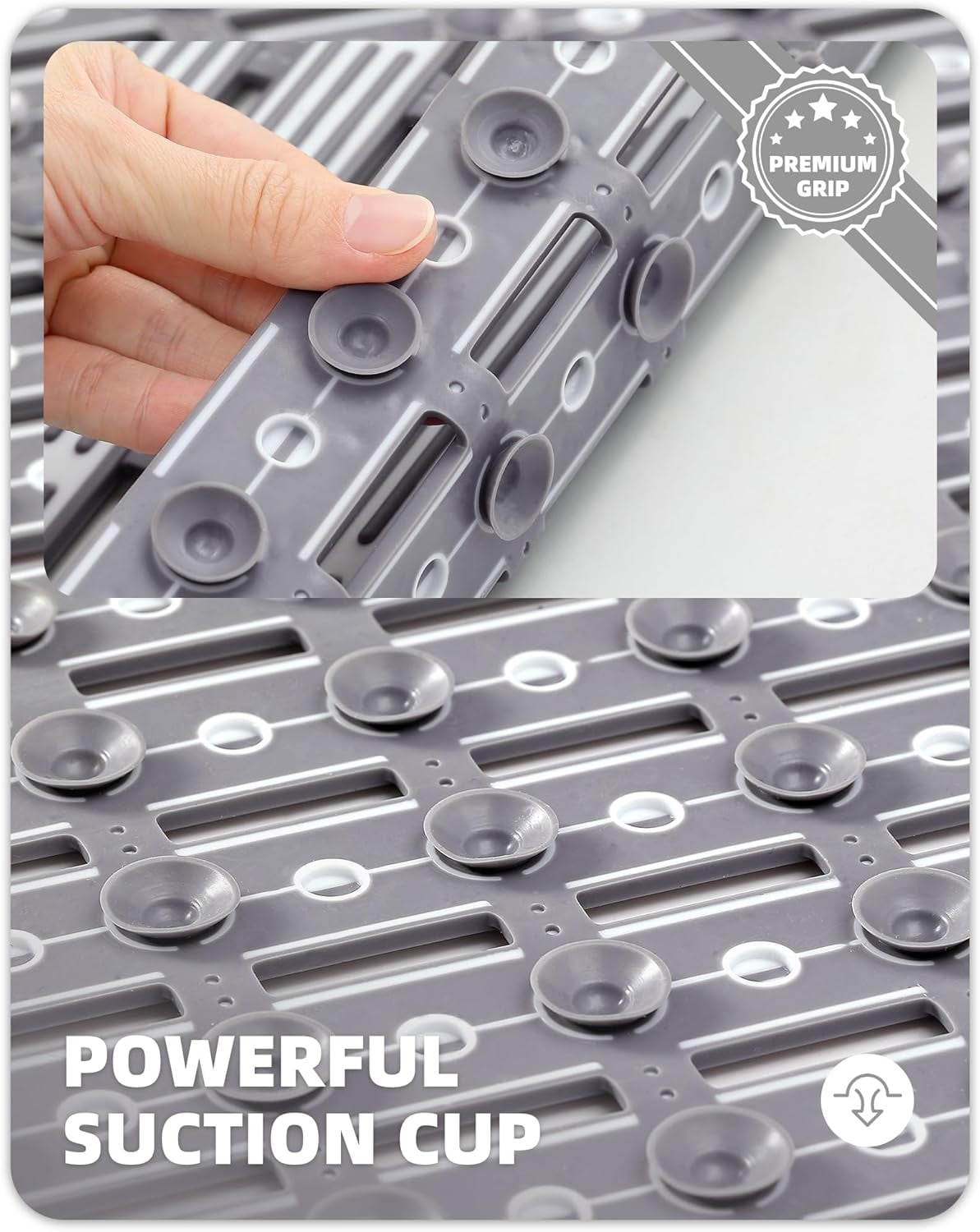 Shower Mat 16"x27", Extra Long Bathtub Mat Non Slip with Suction Cups, Bath Matts for Shower Floor/Inside Shower, Quick Dry, Easy Clean
