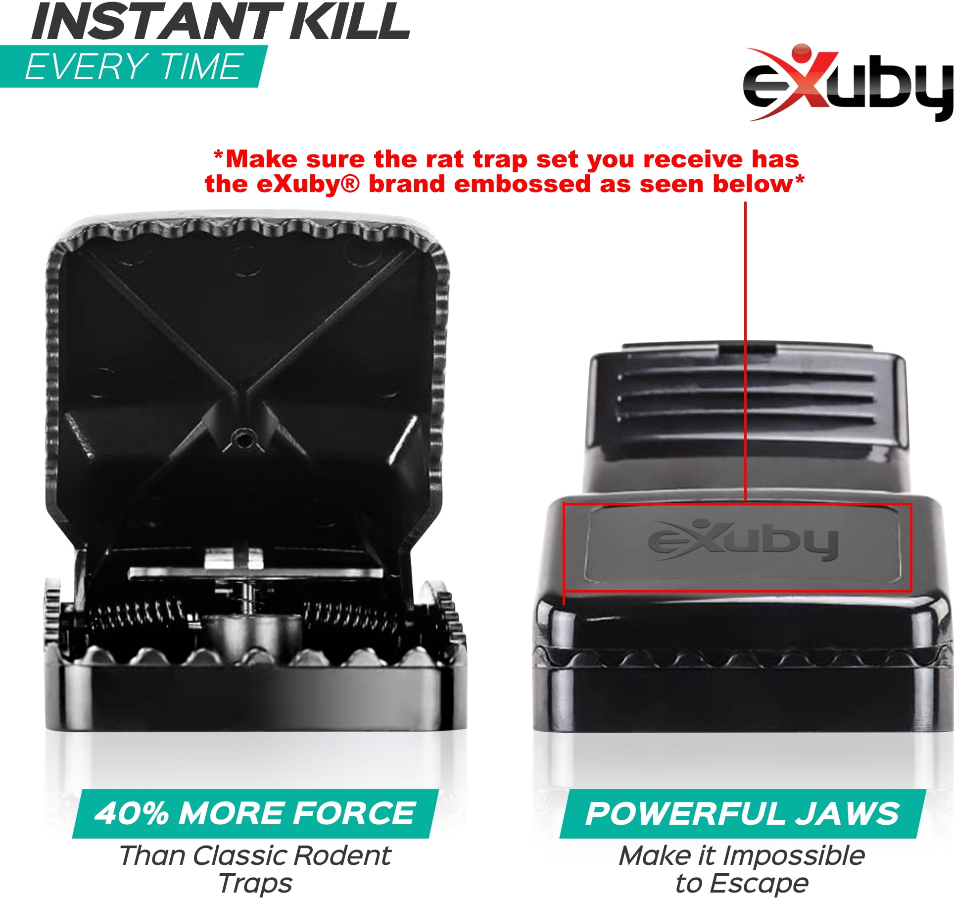 eXuby Large Powerful Rat Traps (6 Pack) - Kills Instantly with Powerful Steel Spring - Setup in Seconds - Wash & Reuse Over & Over - Rat Control without Harmful Poisons or Chemicals