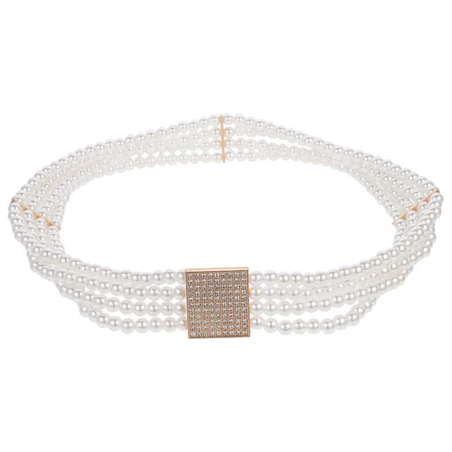 1 PC correa del vestido de noche de las mujeres Rhinestone de la perla cinturón de cintura elástica boda del marco de
