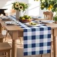 thumbnail image 2 of Table Runner 60 Inches Long for Kitchen Dining, Navy Blue White Buffalo Check Dresser Scarf Farmhouse, Dining Table Decorations for Wedding/Parties, Farmhouse Plaid Modern Geometric 13 x 60 In, 2 of 9