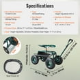 thumbnail image 6 of VEVOR Rolling Garden Cart with Seat, 360°Rotating Garden Stool for Planting, Wagon Scooter with Steering Handle & Utility Tool Tray, Suitable for Patio, Yard, and Outdoors, Green, 6 of 8