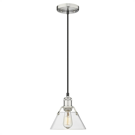 Yep by Golden Lighting Orwell 1-light 8in Pendant in Pewter and Clear Glass