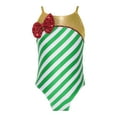 thumbnail image 3 of JanJean Kids Girls Christmas Dance Costumes Candy Cane Striped Ballet Leotard Gymnastics Performance Green 14, 3 of 7