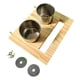 thumbnail image 4 of Comedero para pájaros, bebedero para jaula, cuenco de acero inoxidable para mascotas, percha de madera para animales Copa doble, 4 of 7