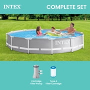 Intex 12ft x 30in Prism Frame Above Ground Swimming Pool and Maintenance Kit