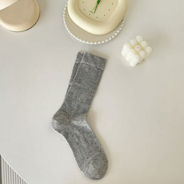 XmhyTop 3 pares de calcetines de algodón para mujer, calcetines de vestir finos, suaves, cómodos y transpirables, calcetines por encima del tobillo para negocios (gris)