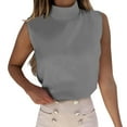 thumbnail image 2 of WNEGSTG Womens Elegant Mockneck Knitted Sleeveless Sweater Pullover Spring Casual Solid Color Tank Blouse Top Gray, 2 of 5