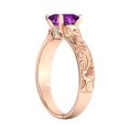 thumbnail image 5 of 1.06 ctw Amethyst Ring with Diamonds 14K Rose Gold Filigree Cathedral Princess, 5 of 6