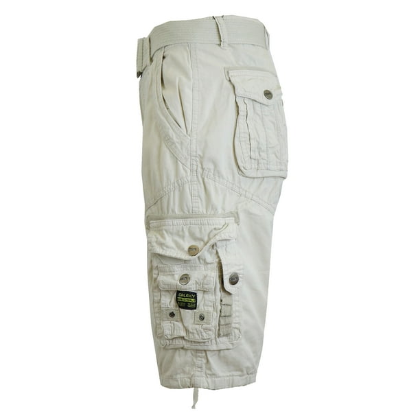 Galaxy by Harvic Mens Cargo Shorts Belted Cotton Twill Flat Front