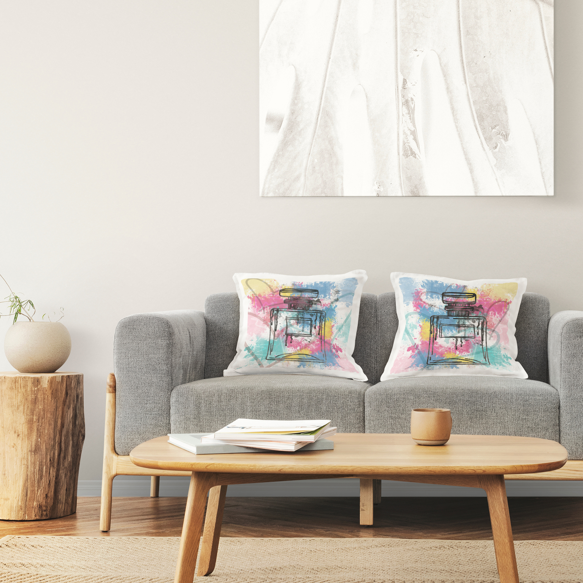 Stupell Industries Abstract Graffiti Perfume Bottles Decorative Printed Throw Pillow Design by Natalie Carpentieri.