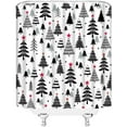 thumbnail image 3 of Christmas Shower Curtain Black Xmas Tree Stars Rustic Farmhouse Cartoon Winter Holiday Merry Christmas 36x70(WxH) Inches Bathroom Decor Fabric Curtain with Hooks, 3 of 6