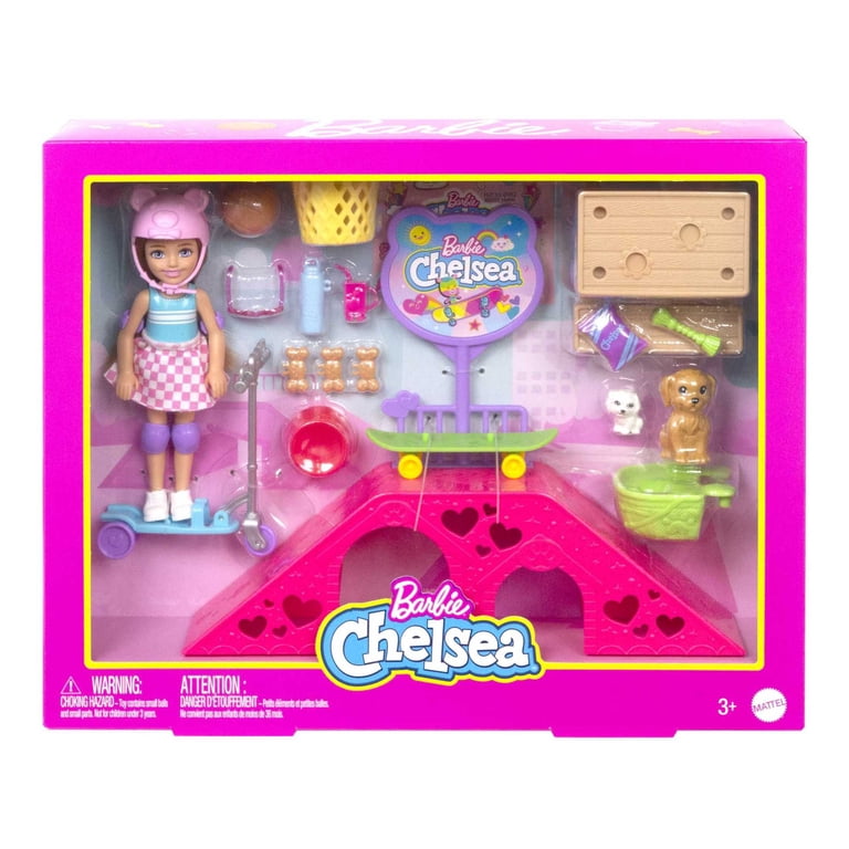 Barbie Chelsea Doll & Skate Park Playset with 15+ Accessories