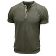 thumbnail image 4 of uikmnh Men's T Shirts European Solid Color Knitted Pineapple Jacquard Texture Men Casual Loose Comfortable Trendy Button Open Neck Short Sleeved T Shirt Size:2XL, 4 of 7