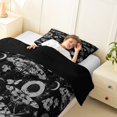 thumbnail image 3 of Homewish Death Moth Twin Comforter Sets,Halloween Skull Skeleton Bedding Set,Black Gray,Black Reversible,2 Pieces,1 Comforter and 1 Pillowcase, 3 of 7