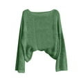 thumbnail image 6 of Lenpel Sweaters for Women Fall Fashion Boat Neck Bell Long Sleeve Knitted Pullover Tops Casual Loose Spring Sweaters(Green,XX-Large), 6 of 7