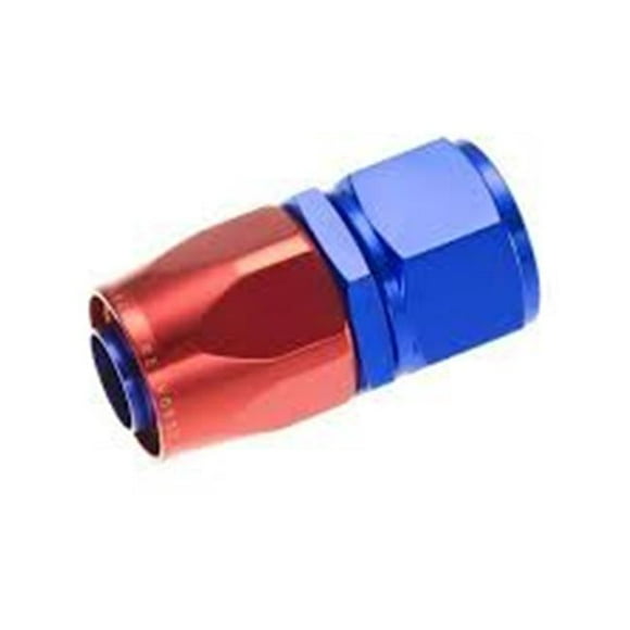 12 Straight Female Aluminum Hose End - Red & Blue