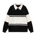 thumbnail image 1 of toraway Sweat à Capuche Homme Zip Oversize Col Rabattu Boutonné Manches Longues Pull-Over Automne 2024 Style Décontracté Collège Mode m, 1 of 4