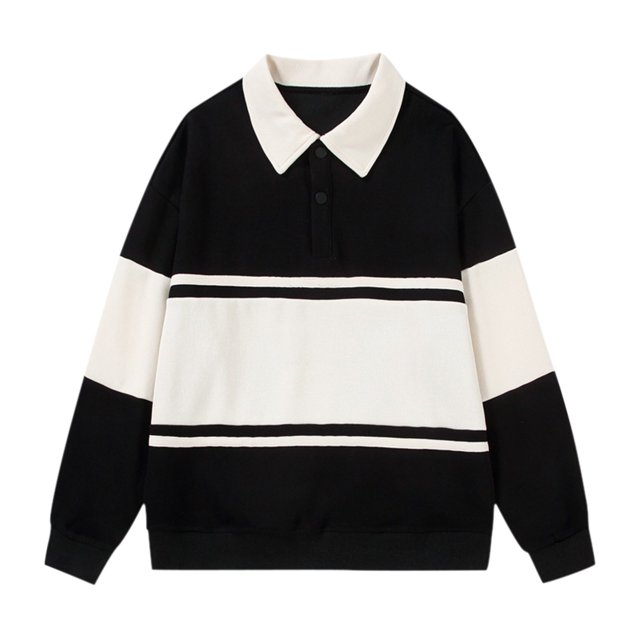 toraway Sweat à Capuche Homme Zip Oversize Col Rabattu Boutonné Manches Longues Pull-Over Automne 2024 Style Décontracté Collège Mode m