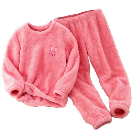 

WUKXXAI Christmas 2 Piece Set Toddler Boys Girls Winter Fleece Pajama Set Warm Fleece Sleepwear Set Long Sleeve Tops+Pants Outfits Fleece Pajamas Deals (Pink 180)