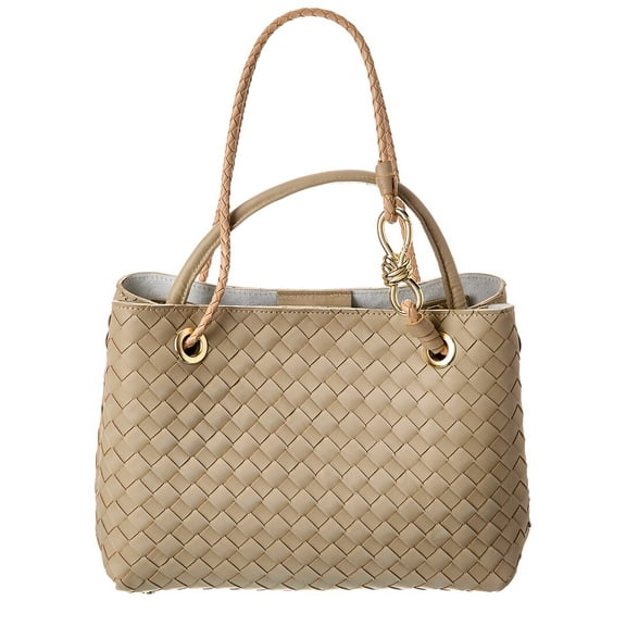Isabella Rossetti Lily Woven Leather Tote, Beige