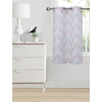 LUSCH DÉCOR 1PC C37 VALANCE CURTAIN SEMI SHEER CHEVRON ZIG ZAG GROMMET PANEL PINK /WHITE SEE THRU WINDOW PANEL KITCHEN, BATHROOM, RESTAURANT SIZE 28" WIDE X 34" LENGTH