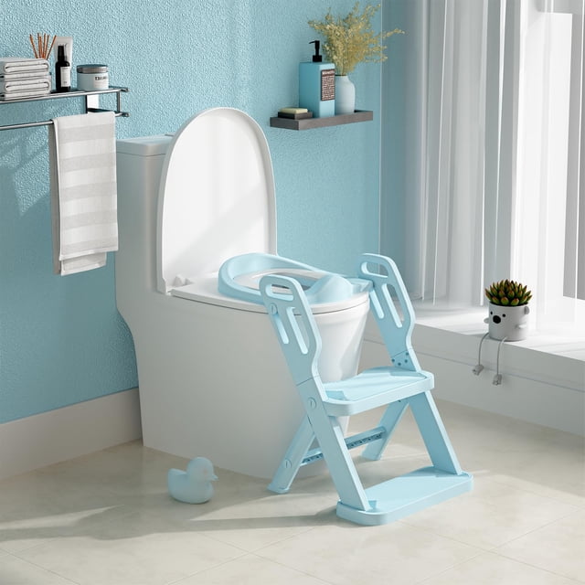 Asiento de entrenamiento para ir al baño CheerKid para niños pequeños, plegable con escalones