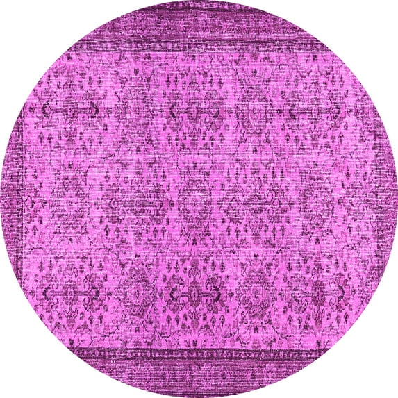 Ahgly Company Indoor Round Abstract Pink Contemporary Area Rugs, 8' Round