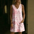 thumbnail image 6 of Womens Dresses Plus Size Sleeveless V-Neck Floral Printed Pockets Summer Women's Flowy Beach Vacation Outdoor Casual Loose Dresses, 6 of 8