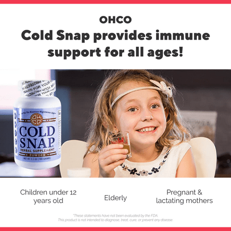 OHCO Cold Snap Vegan Powder for Immune Support - For All Ages (3.5 Ounces)