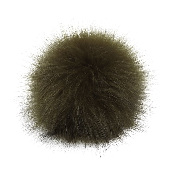 Faux Fur Pompom Ball for Hats and Keychains with Press Button Attachment, 3.9 Inch Craft Accessory
