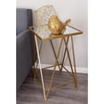 thumbnail image 3 of DecMode 13" x 22" Gold Metal Square Geometric Accent Table with Mirrored Glass Top, 2-Pieces, 3 of 14