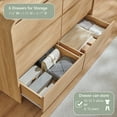 thumbnail image 3 of wow97e Modern 6 Drawers Dresser for Bedroom, 47" Wide Wood Chest of Drawers w/Curved Profile Design, for Bedroom, Living Room, Natural Oak, 3 of 6