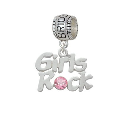 Girls Rock with Light Pink Crystal - Bridesmaid Charm Bead